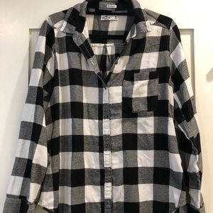 Women’s Black and White Buffalo Check Flannel from Hollister
